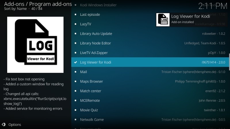 Kodi Log