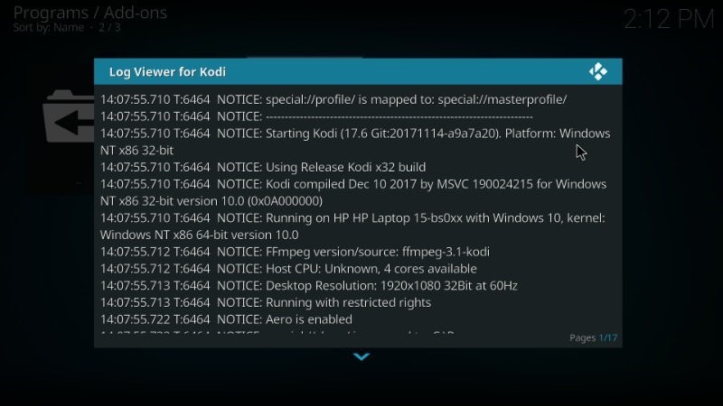 Kodi Log