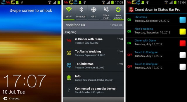 countdown apps for android- countdown in status bar