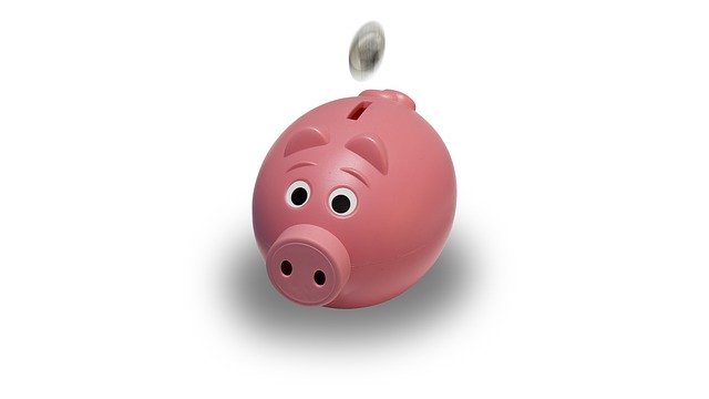 piggy bank, coin, pink