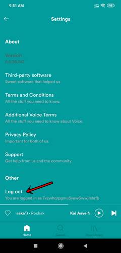 Logout from Spotify App