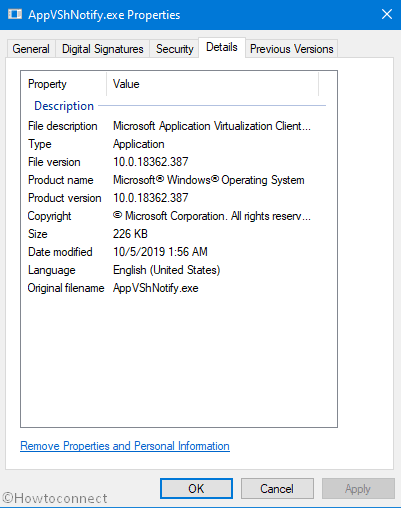 AppVShNotify.exe properties