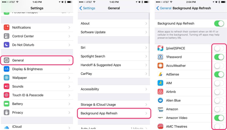 Tweak location and background settings to fix a slow iPhone or iPad