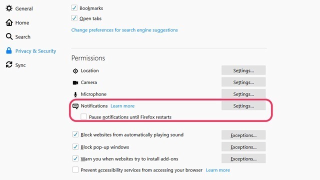 Stop Websites from Requesting Notification Access in mozilla firefox