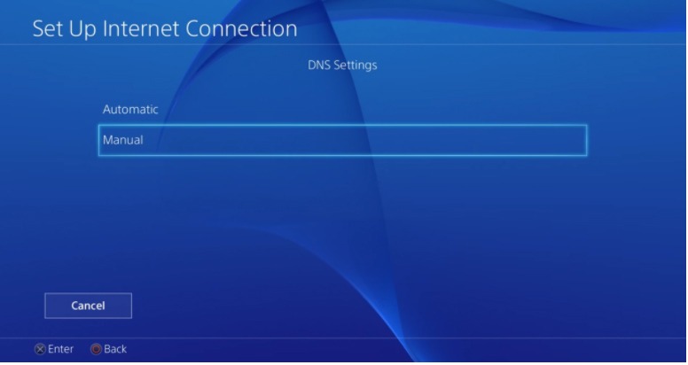 Manual DNS settings for PS4