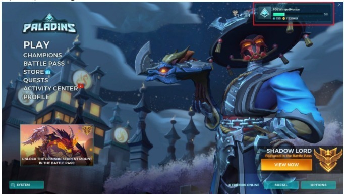 Paladins Launch page