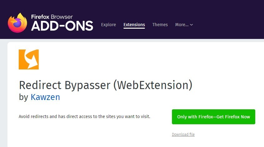 Firefox extension redirect bypasser
