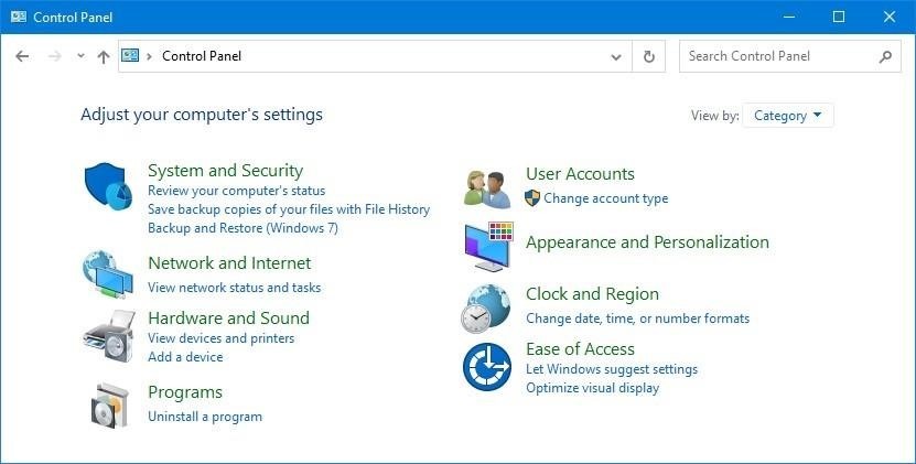 select the system and security option 