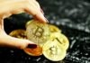 Creating Trust with Bitcoin and Ontology gold round coin on persons hand