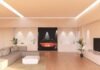 Transforming Spaces with a Virtual Skylight white living room with white couch and white couch