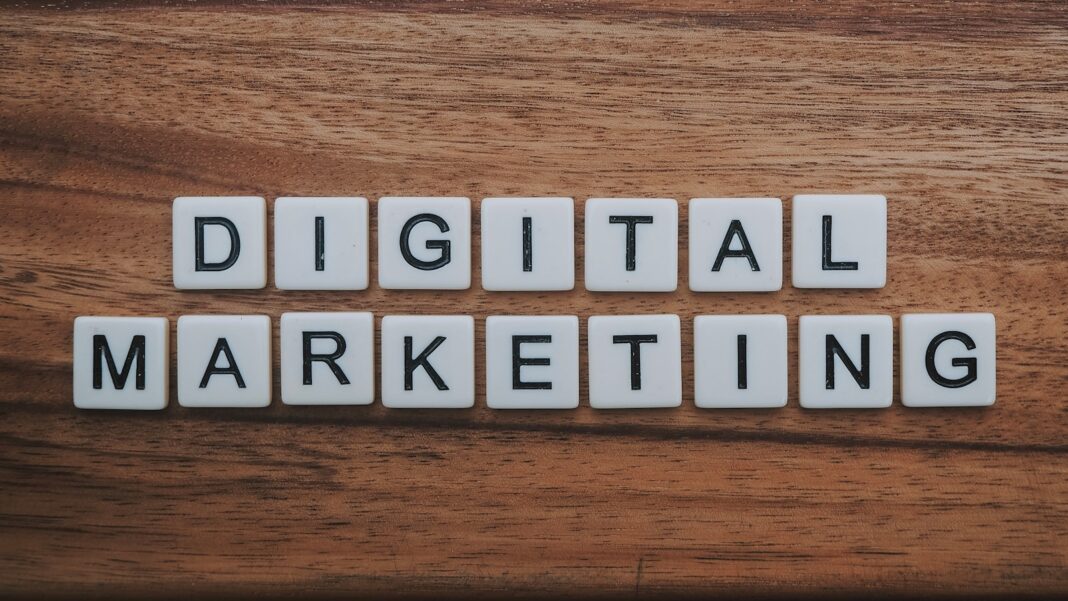Photo by Diggity Marketing digital marketing artwork on brown wooden surface