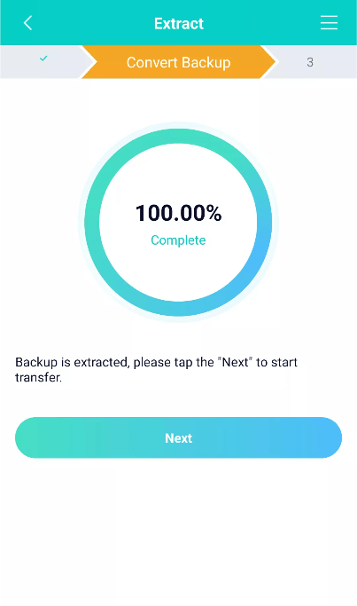 extracting and converting the backup