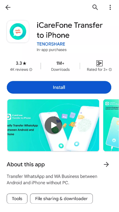 install icarefone whatsapp transfer