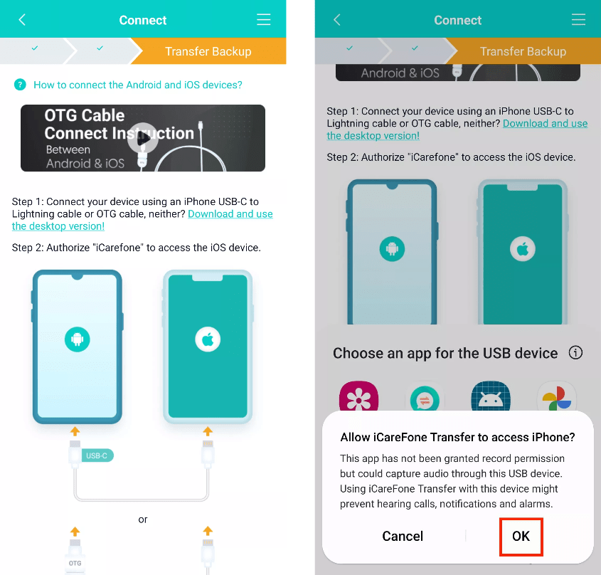 use a usb-c or otg cable